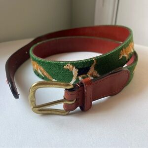 Smathers & Branson Green and Brown Fox Belt with Leather and Gold Buckle